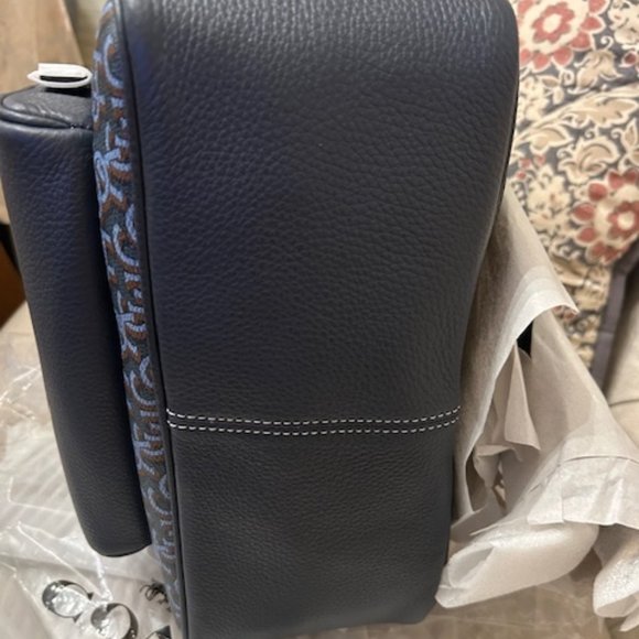 Coach Gold/Navy Court Backpack With Coach Monogram Print - Picture 5 of 14